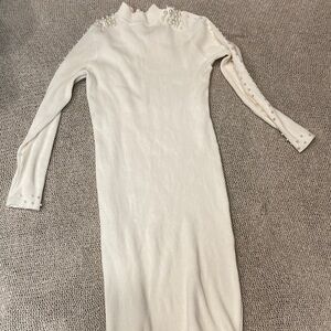 Elegant Cream Long Sleeve Dress